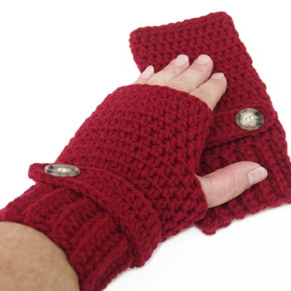 Burgundy Fingerless Glovess - MADE TO ORDER - Picture 4 of 7